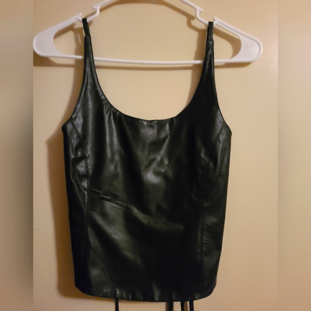 Ladies faux  leather tie back halter